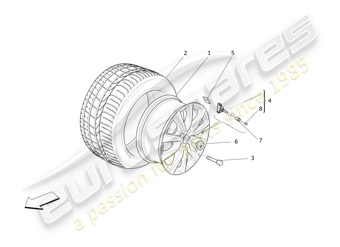 maserati levante modena s (2022) diagramma delle parti di ruote e pneumatici