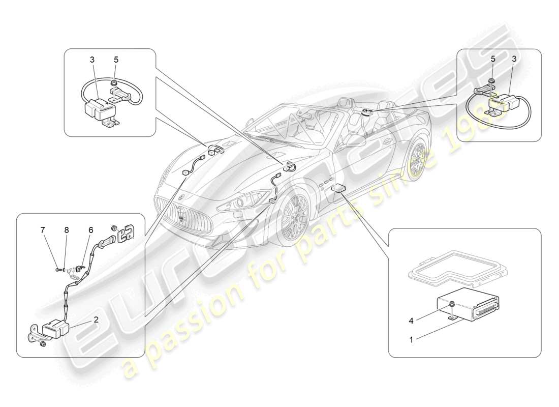 maserati grancabrio mc (2013) diagramma delle parti del controllo elettronico (sospensione).