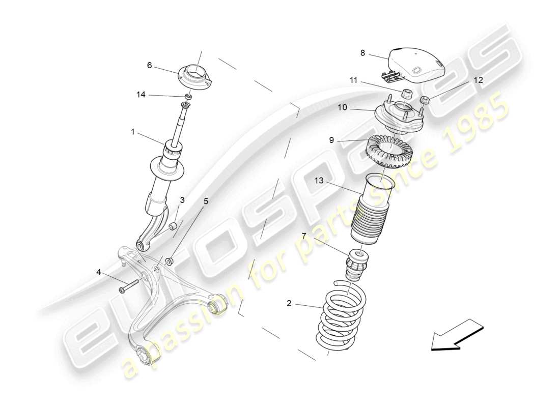 maserati ghibli (2014) dispositivi ammortizzatori anteriori diagramma delle parti