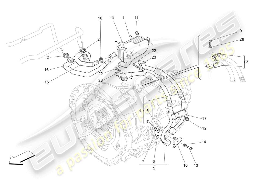 maserati levante gt (2022) lubrificazione e raffreddamento dell'olio del cambio diagramma delle parti