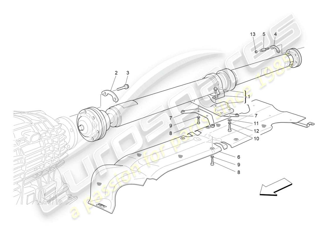 maserati grancabrio mc (2013) schema delle parti dell'albero di trasmissione