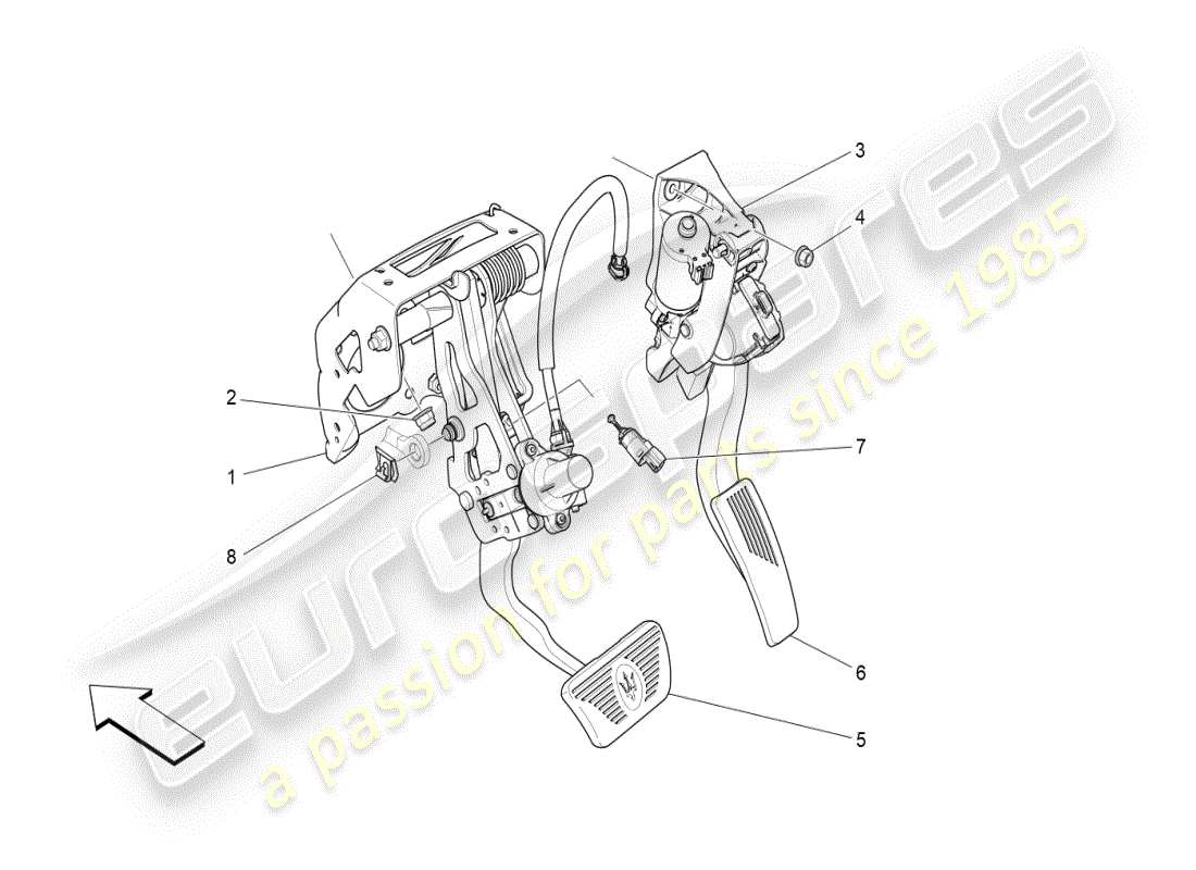 maserati ghibli (2019) schema completo delle parti dell'unità pedaliera
