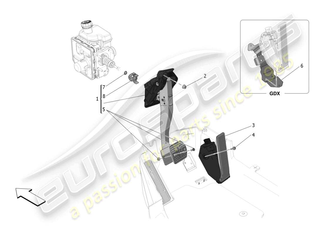 maserati mc20 (2023) pedaliera completa diagramma delle parti
