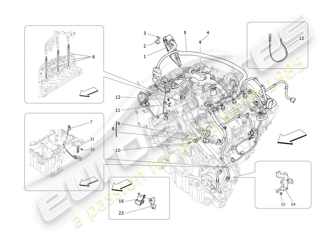 maserati levante (2019) controllo elettronico: diagramma delle parti di controllo dell'iniezione e della fasatura del motore