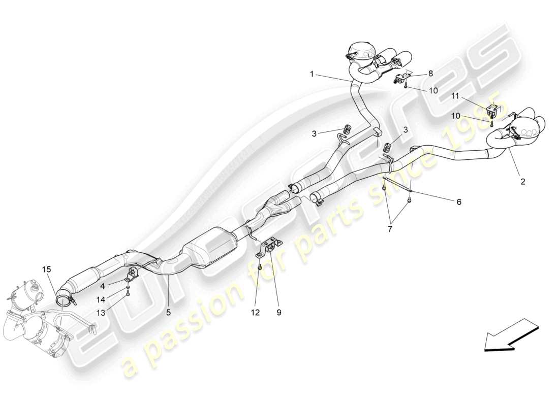 maserati ghibli (2016) diagramma delle parti dei silenziatori