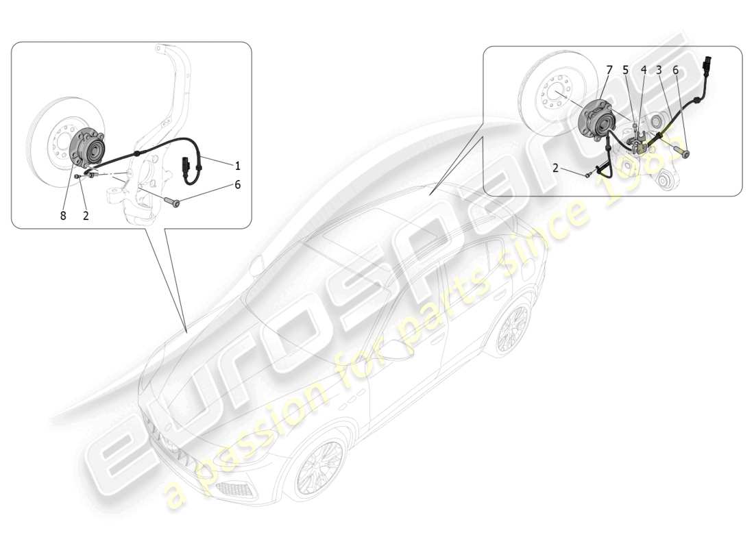 maserati grecale trofeo (2023) sistemi di controllo della frenata diagramma delle parti