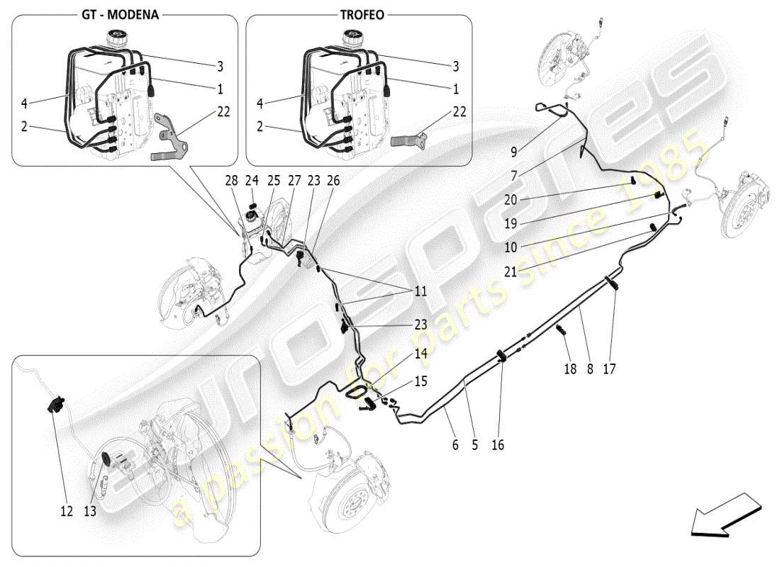 maserati grecale modena (2023) linee diagramma delle parti