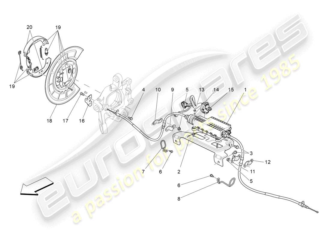 maserati ghibli (2016) freno di stazionamento diagramma delle parti