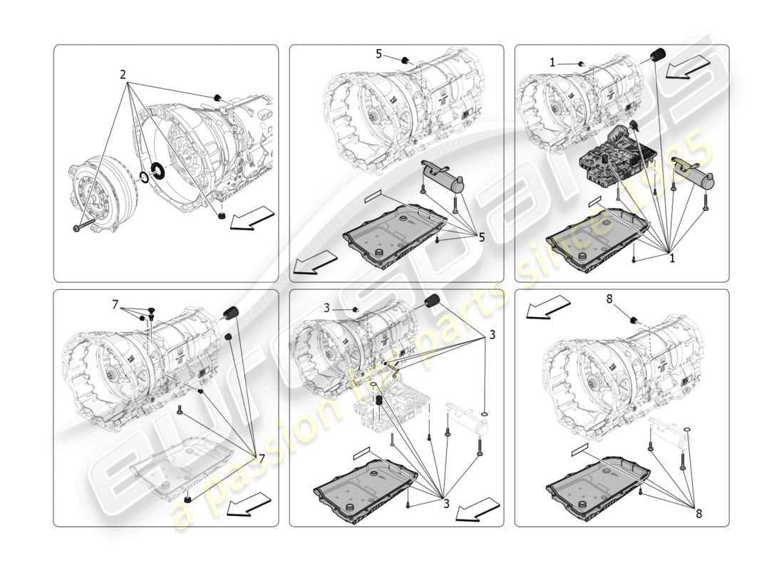 maserati grecale trofeo (2023) alloggiamenti del cambio diagramma delle parti