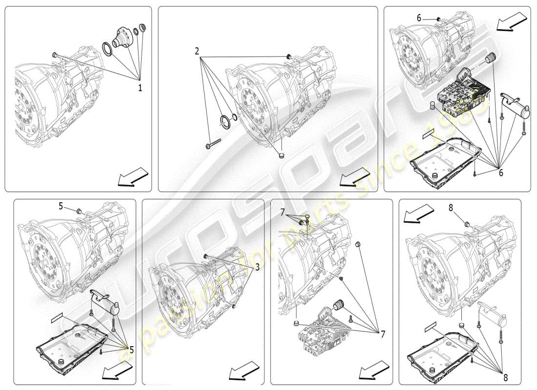 maserati ghibli (2021) diagramma delle parti degli alloggiamenti del cambio