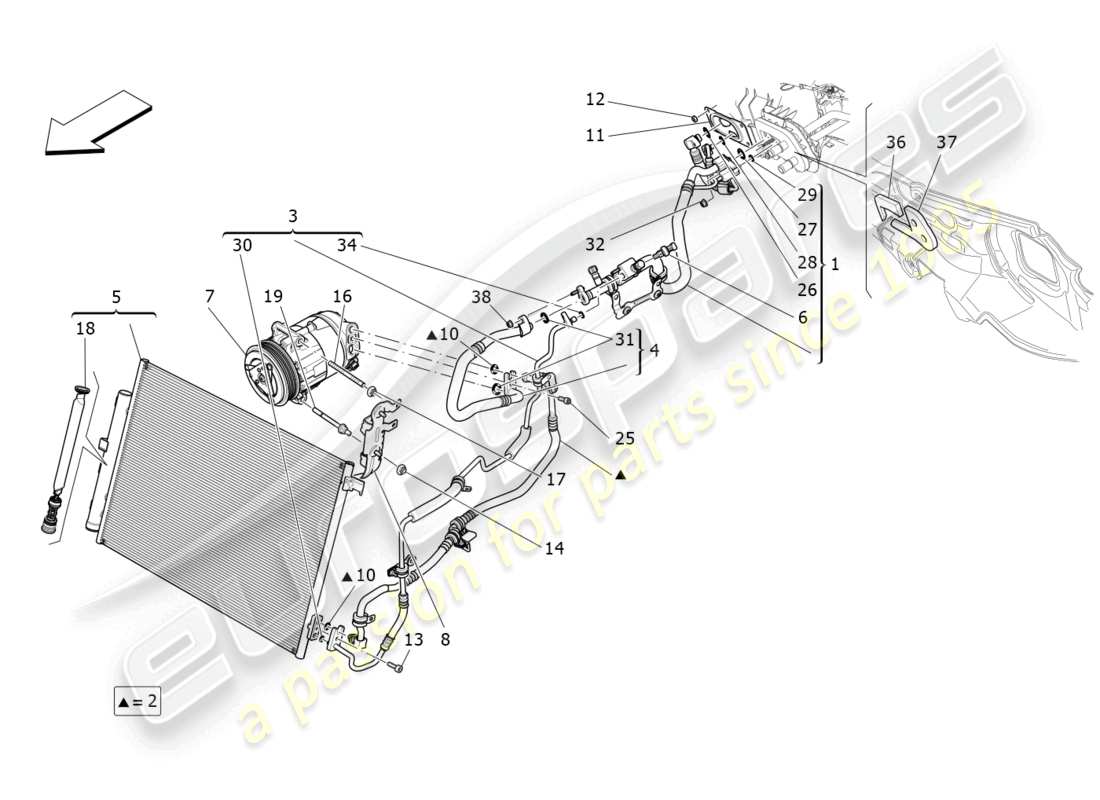 maserati levante gt (2022) centralina a/c: dispositivi vano motore schema particolare