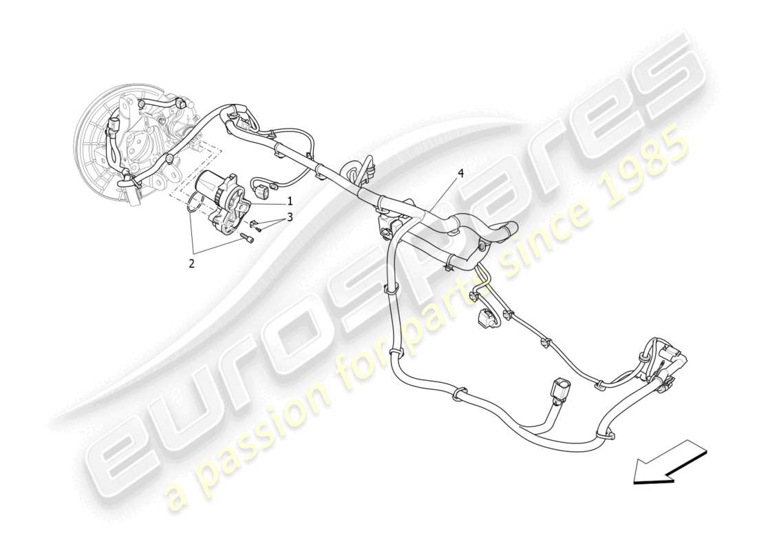 maserati levante modena s (2022) schema delle parti del freno di stazionamento