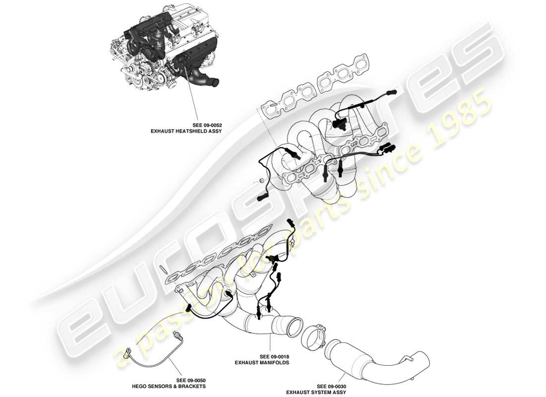 aston martin one-77 (2011) collettori di scarico diagramma delle parti