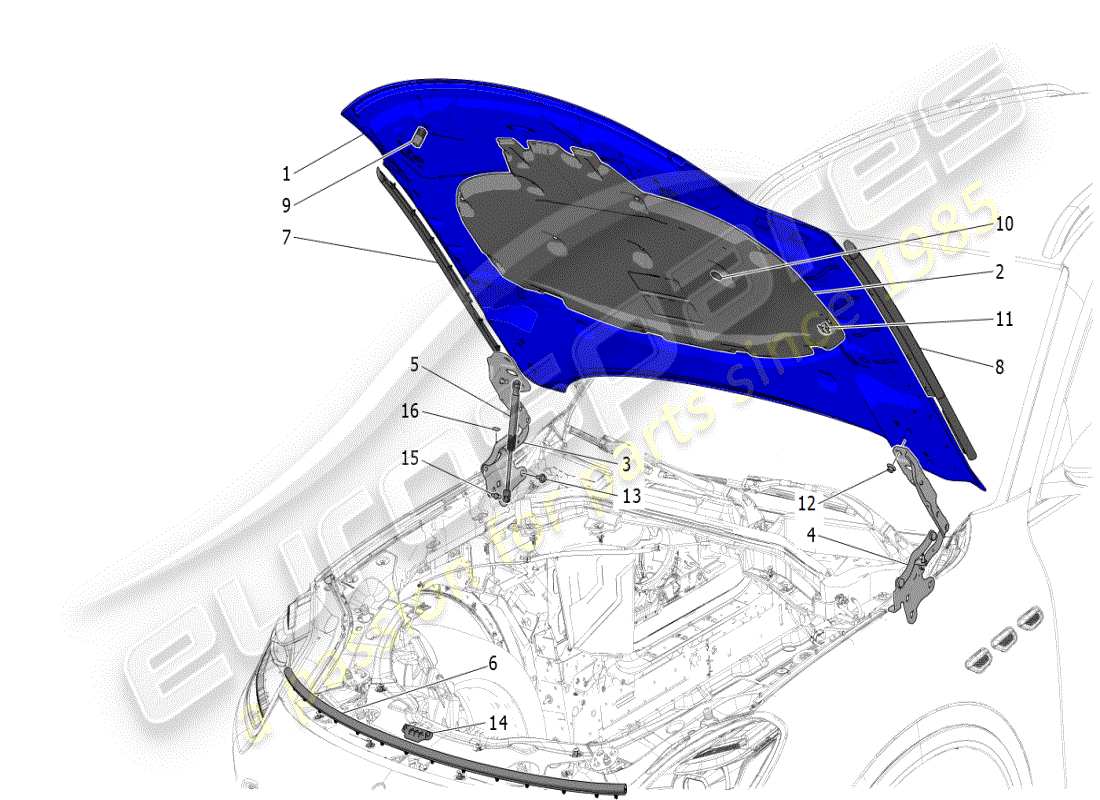 maserati grecale modena (2023) coperchio anteriore diagramma delle parti