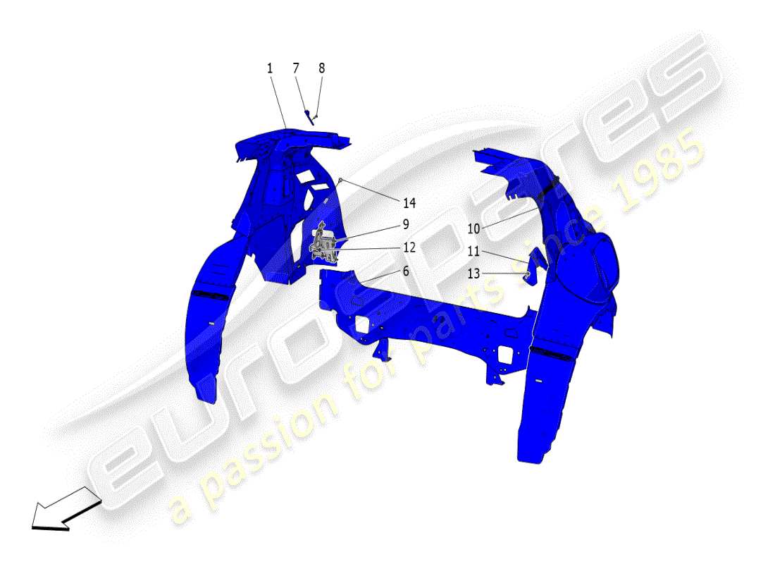 maserati grecale modena (2023) schema delle parti della carrozzeria e dei pannelli di rivestimento esterni posteriori