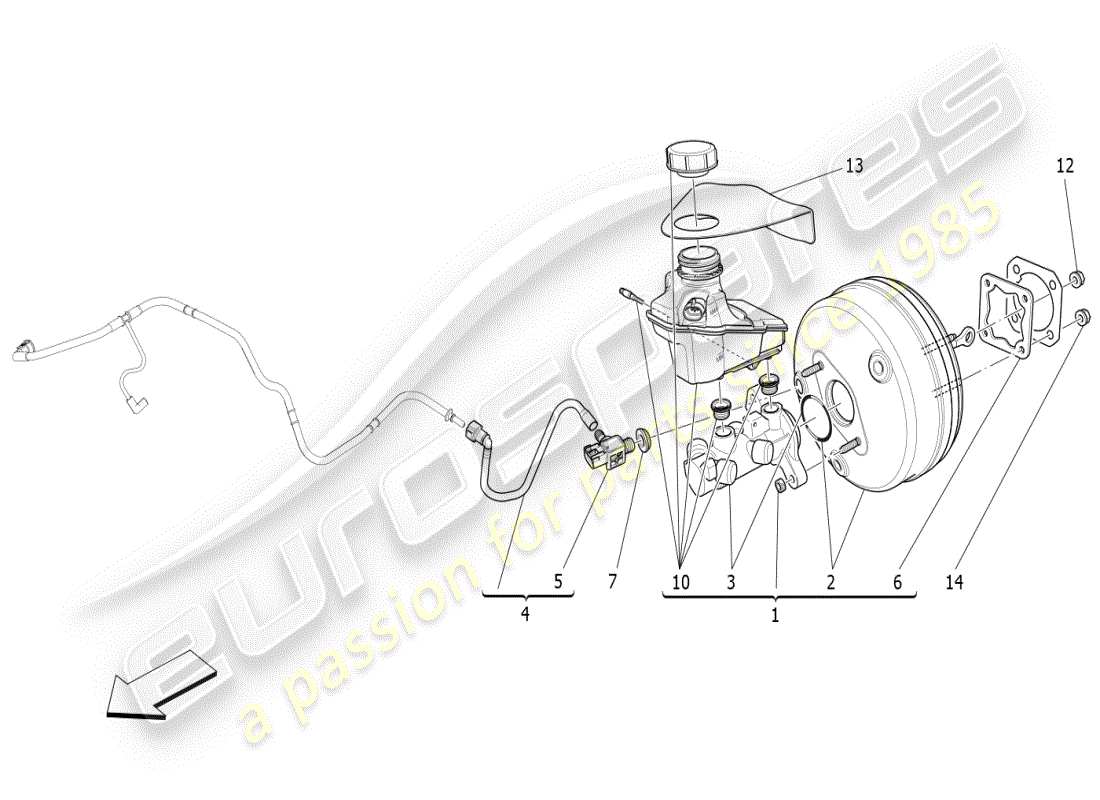 maserati ghibli (2019) diagramma delle parti del servosistema freno
