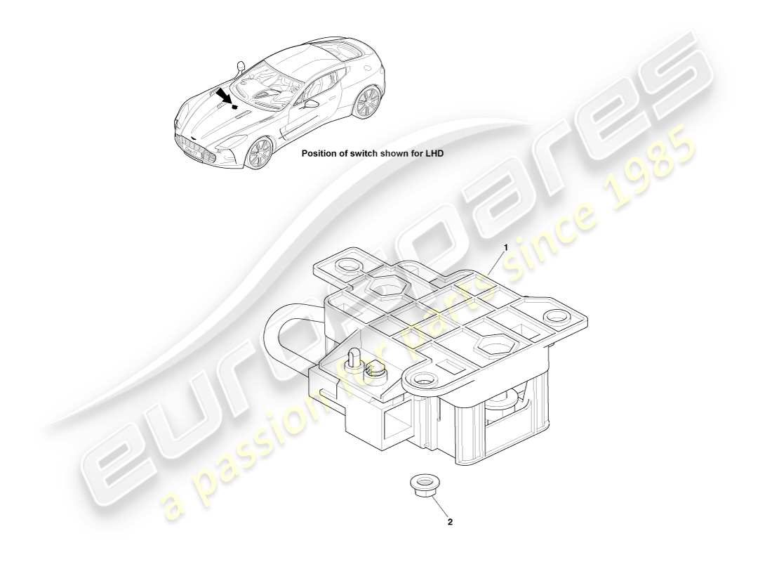 aston martin one-77 (2011) interruttore di scollegamento della batteria diagramma delle parti