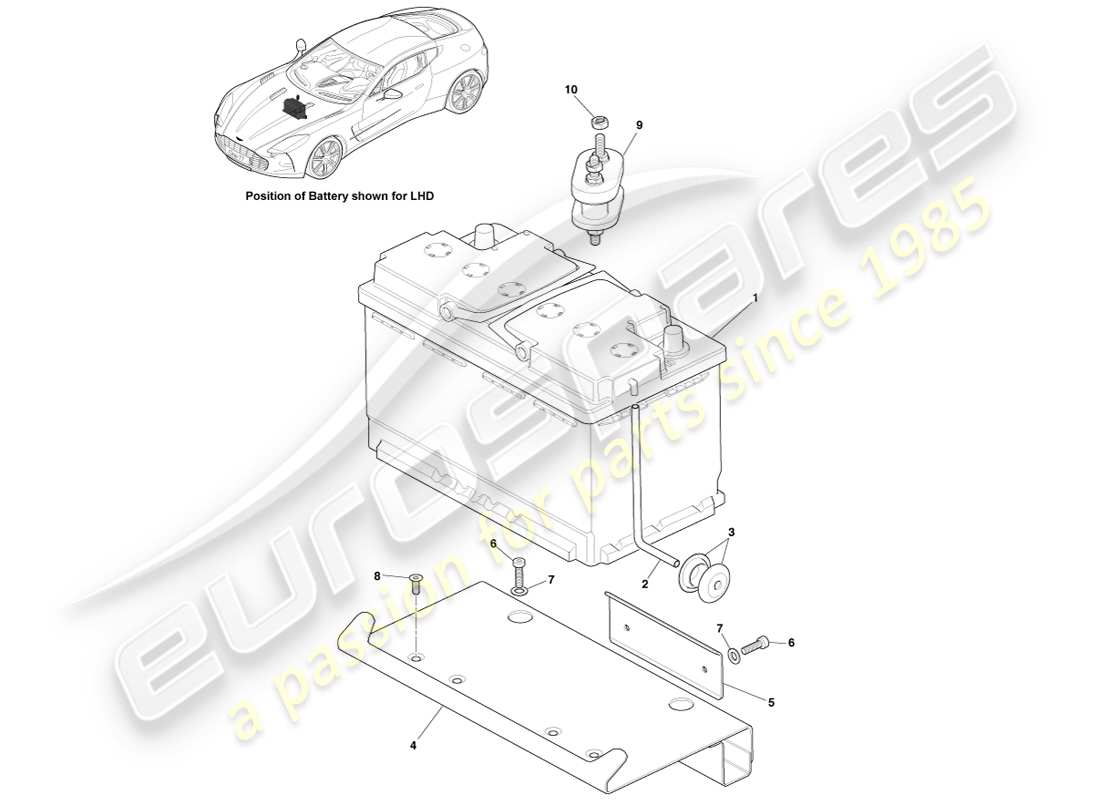 aston martin one-77 (2011) batteria diagramma delle parti