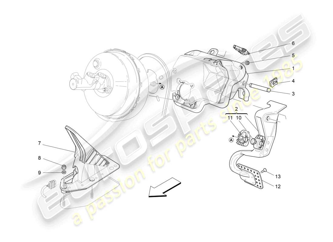 maserati granturismo mc stradale (2013) pedaliera completa diagramma delle parti