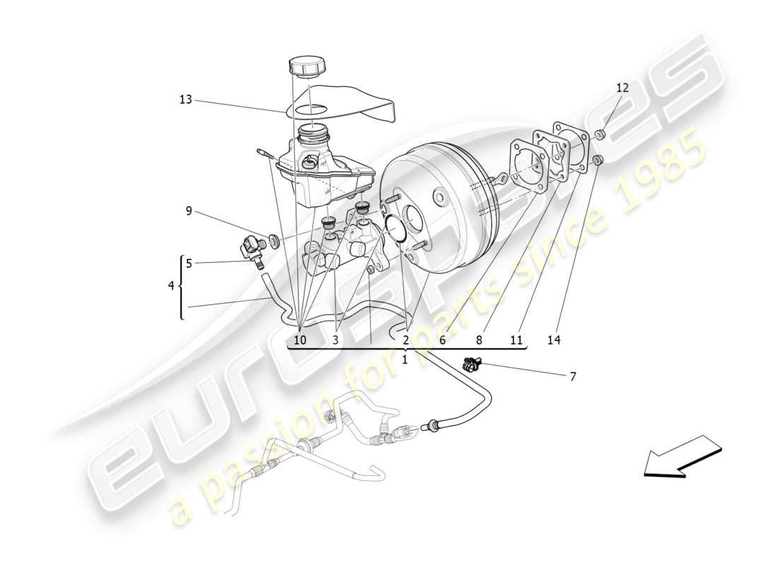 maserati ghibli (2014) diagramma delle parti del servosistema freno