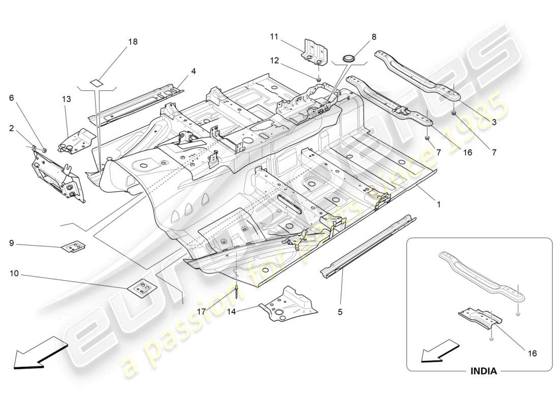 un diagramma delle parti dal catalogo delle parti maserati ghibli (2016)