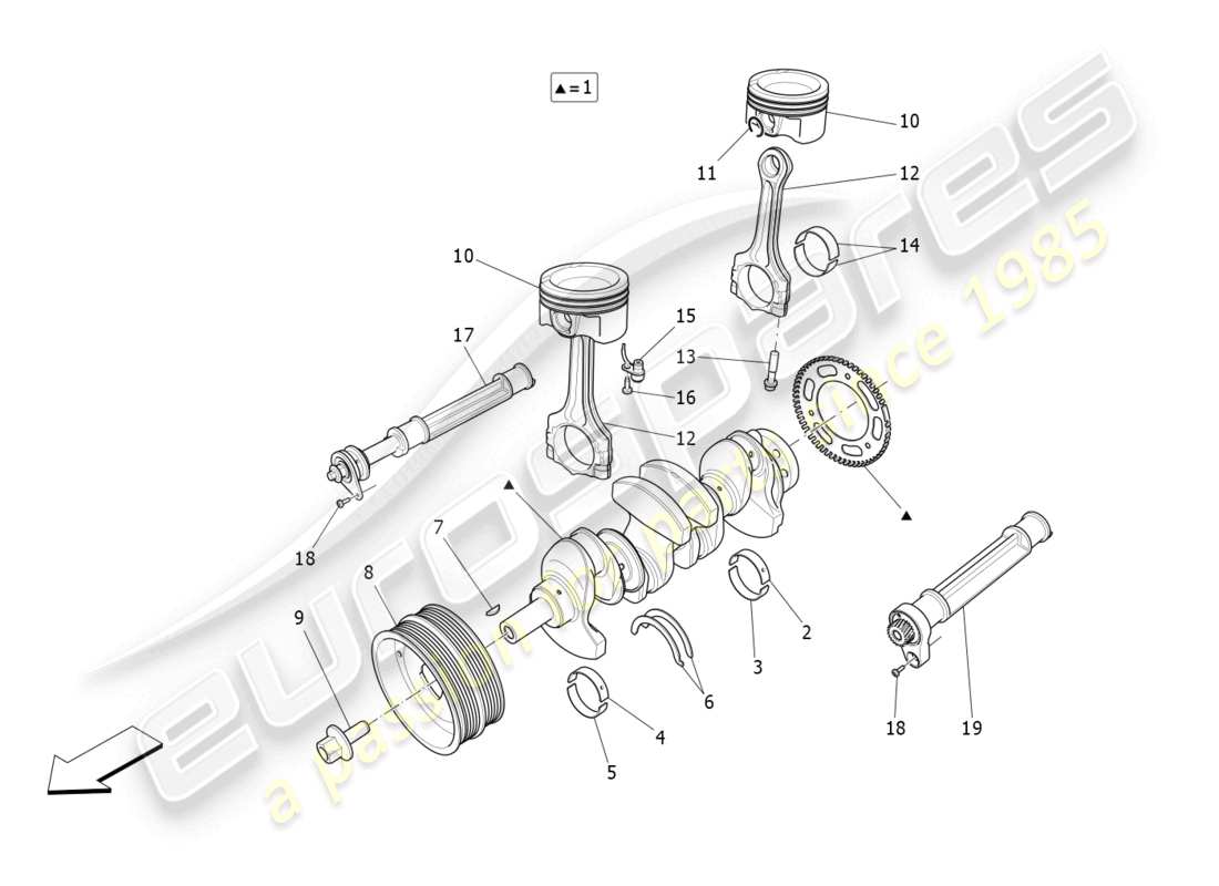 un diagramma delle parti dal catalogo delle parti maserati levante gt (2022)