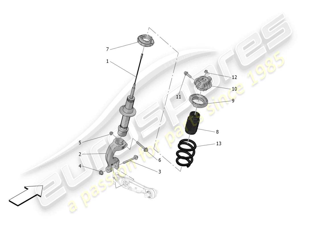 maserati mc20 (2022) dispositivi ammortizzatori anteriori diagramma delle parti