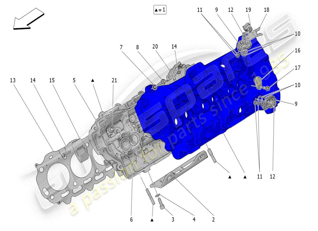 maserati mc20 (2024) testata cilindro sinistra diagramma delle parti