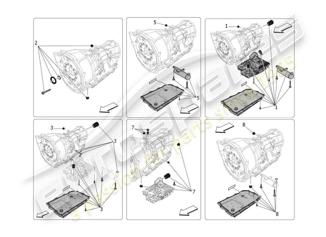 maserati grecale gt (2023) diagramma delle parti degli alloggiamenti del cambio
