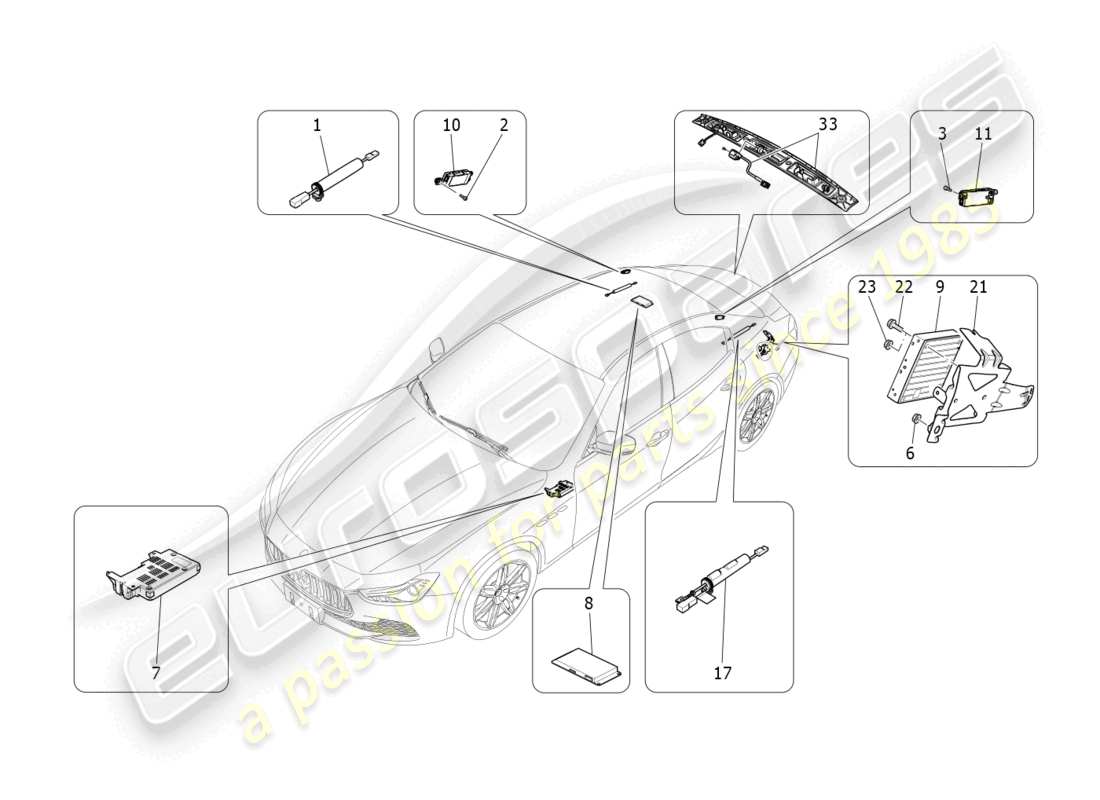 un diagramma delle parti dal catalogo delle parti maserati ghibli (2016)