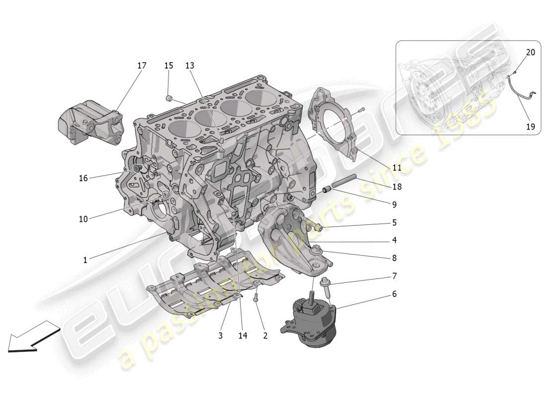 maserati grecale gt (2023) schema delle parti del basamento