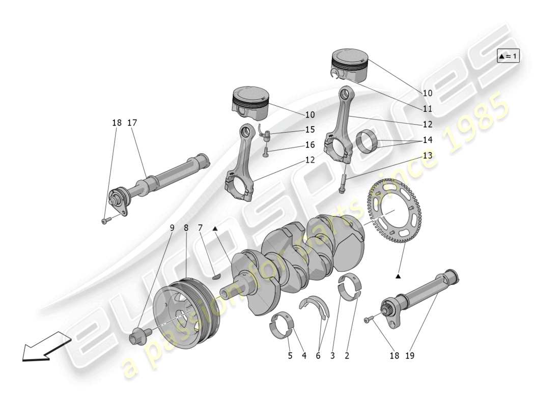 maserati grecale gt (2023) diagramma delle parti del meccanismo a manovella