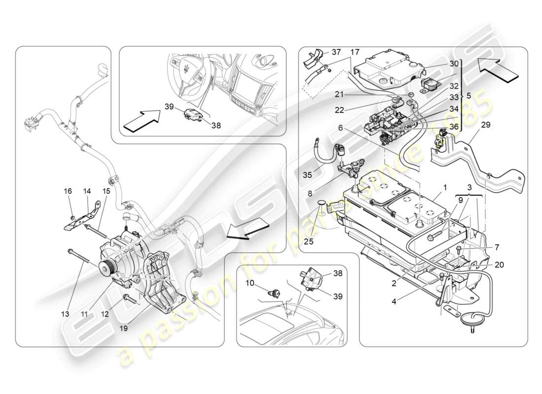 un diagramma delle parti dal catalogo delle parti maserati levante (2018)