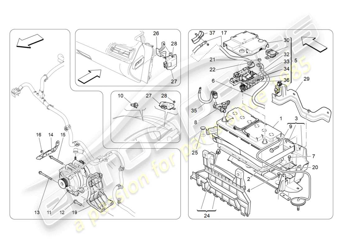 maserati ghibli (2014) diagramma delle parti di generazione e accumulo di energia