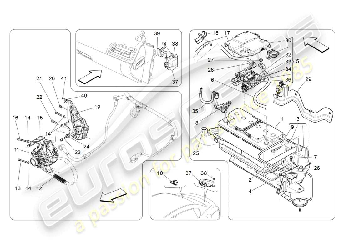 maserati ghibli (2017) diagramma delle parti di generazione e accumulo di energia