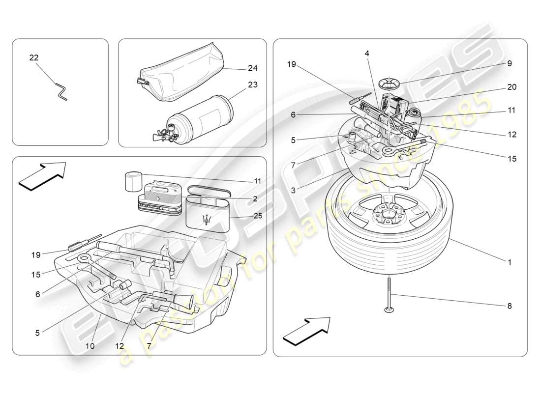 maserati ghibli (2016) fornitura standard schema delle parti