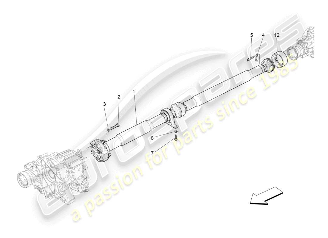 maserati ghibli (2014) schema delle parti dell'albero di trasmissione