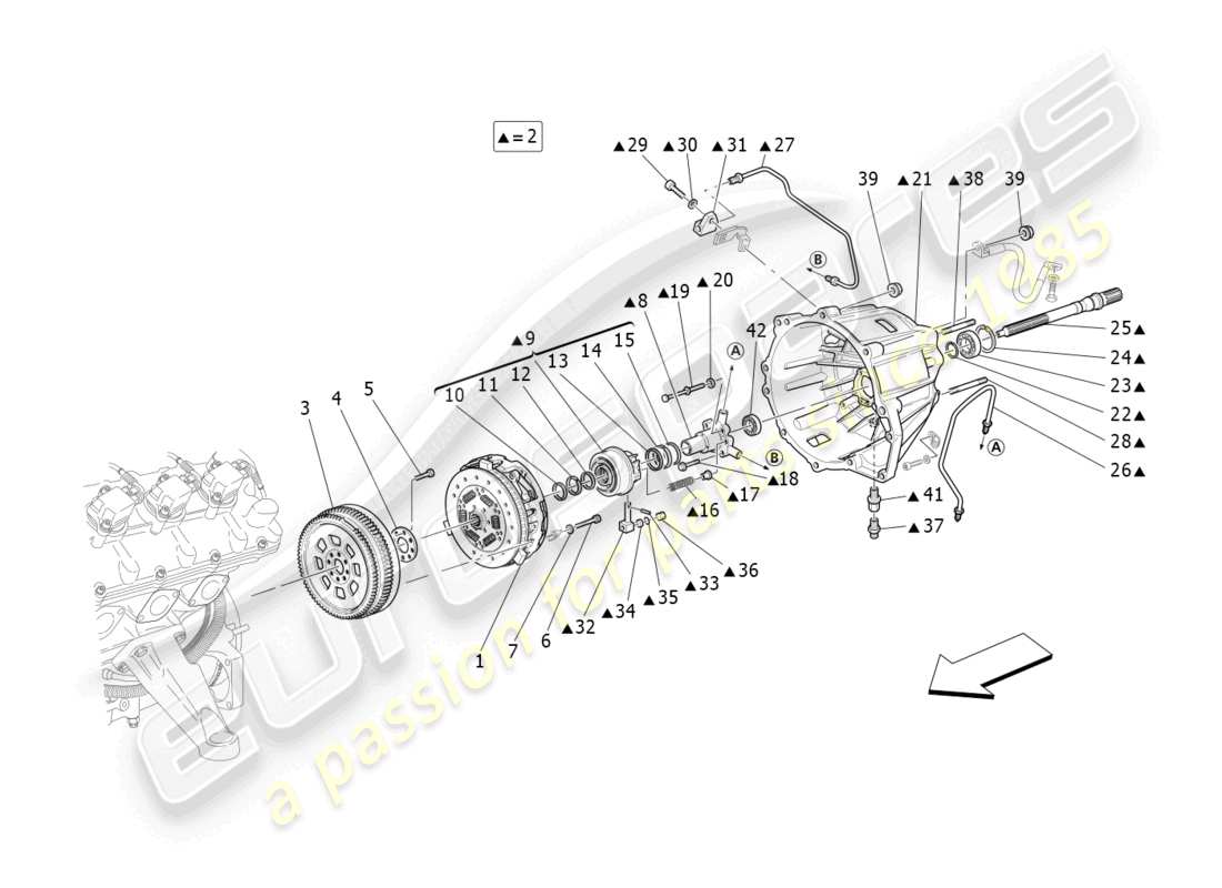 maserati granturismo mc stradale (2013) dischi di attrito e alloggiamento per cambio f1 diagramma delle parti