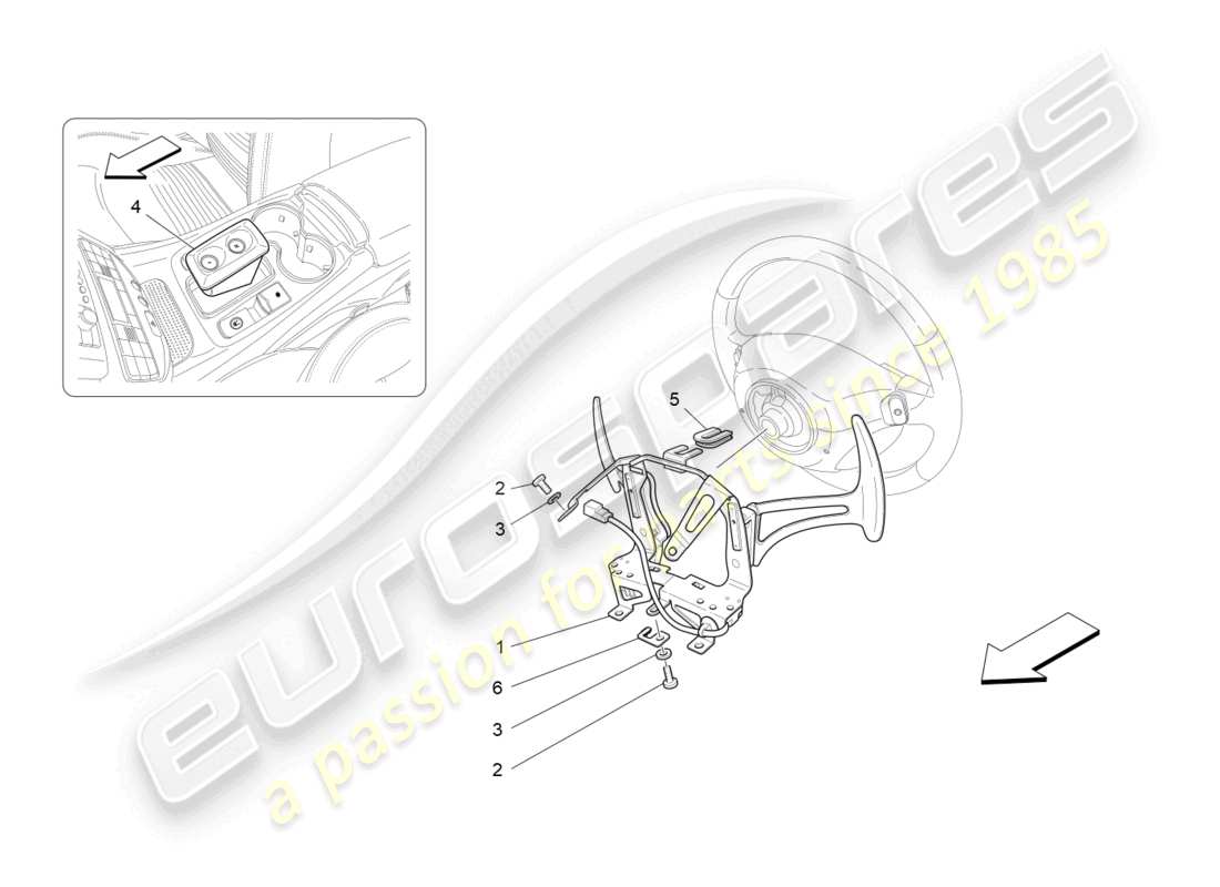 maserati granturismo mc stradale (2013) comandi del conducente per il cambio f1 diagramma delle parti