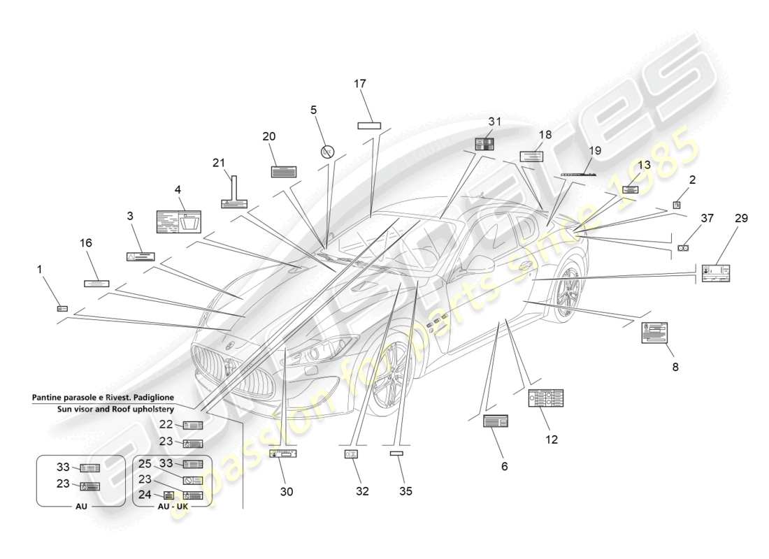 un diagramma delle parti dal catalogo delle parti maserati granturismo mc stradale (2013)