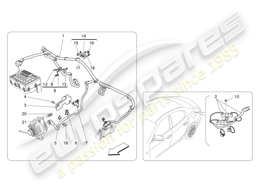 maserati ghibli (2018) schema delle parti del cablaggio principale