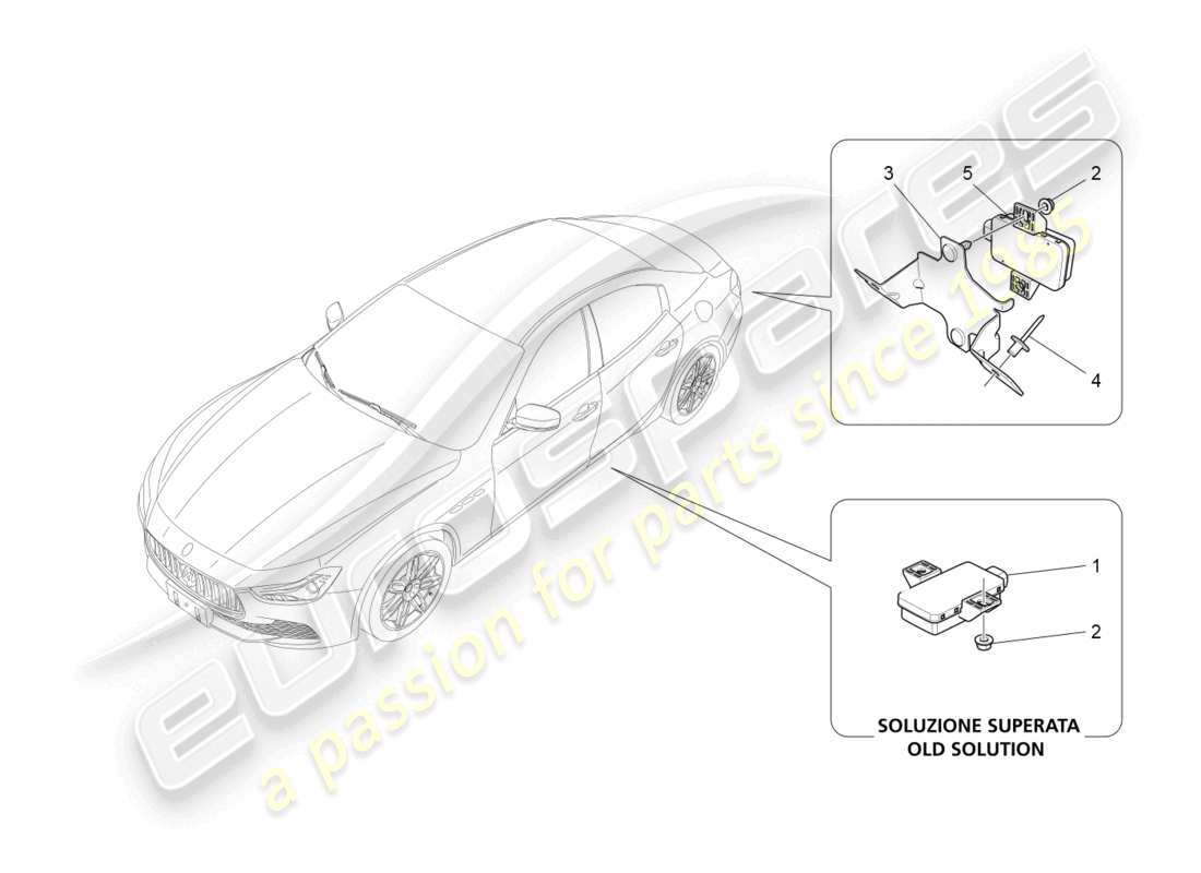 maserati ghibli (2018) sistema di monitoraggio della pressione dei pneumatici schema delle parti