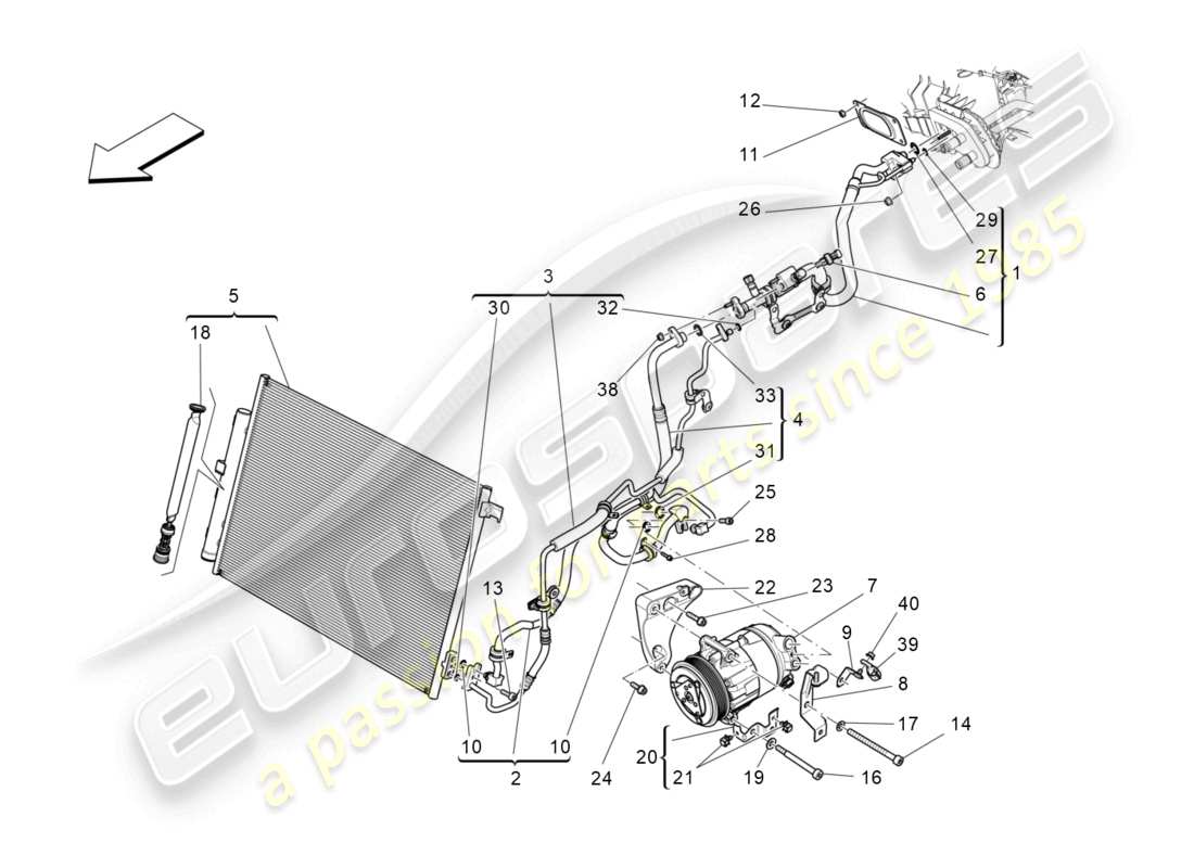 maserati ghibli (2014) centralina a/c: dispositivi vano motore schema particolare