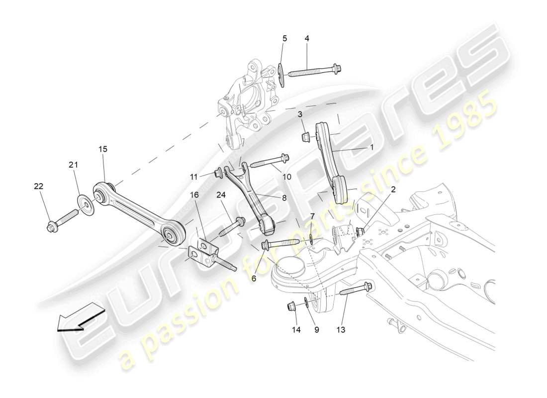 maserati ghibli (2014) diagramma delle parti della sospensione posteriore