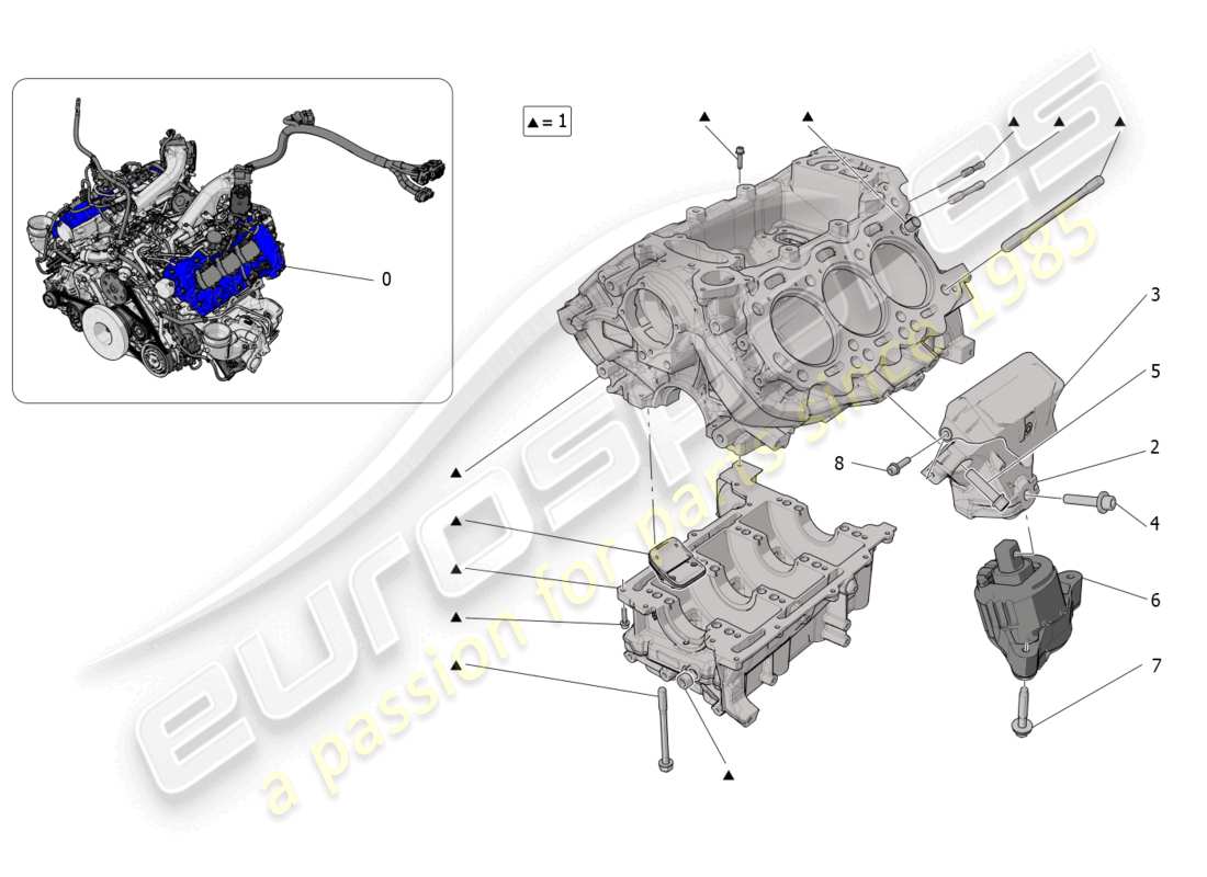 maserati mc20 (2022) schema delle parti del basamento