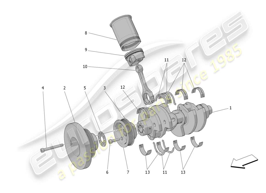 maserati mc20 (2022) meccanismo a manovella diagramma delle parti