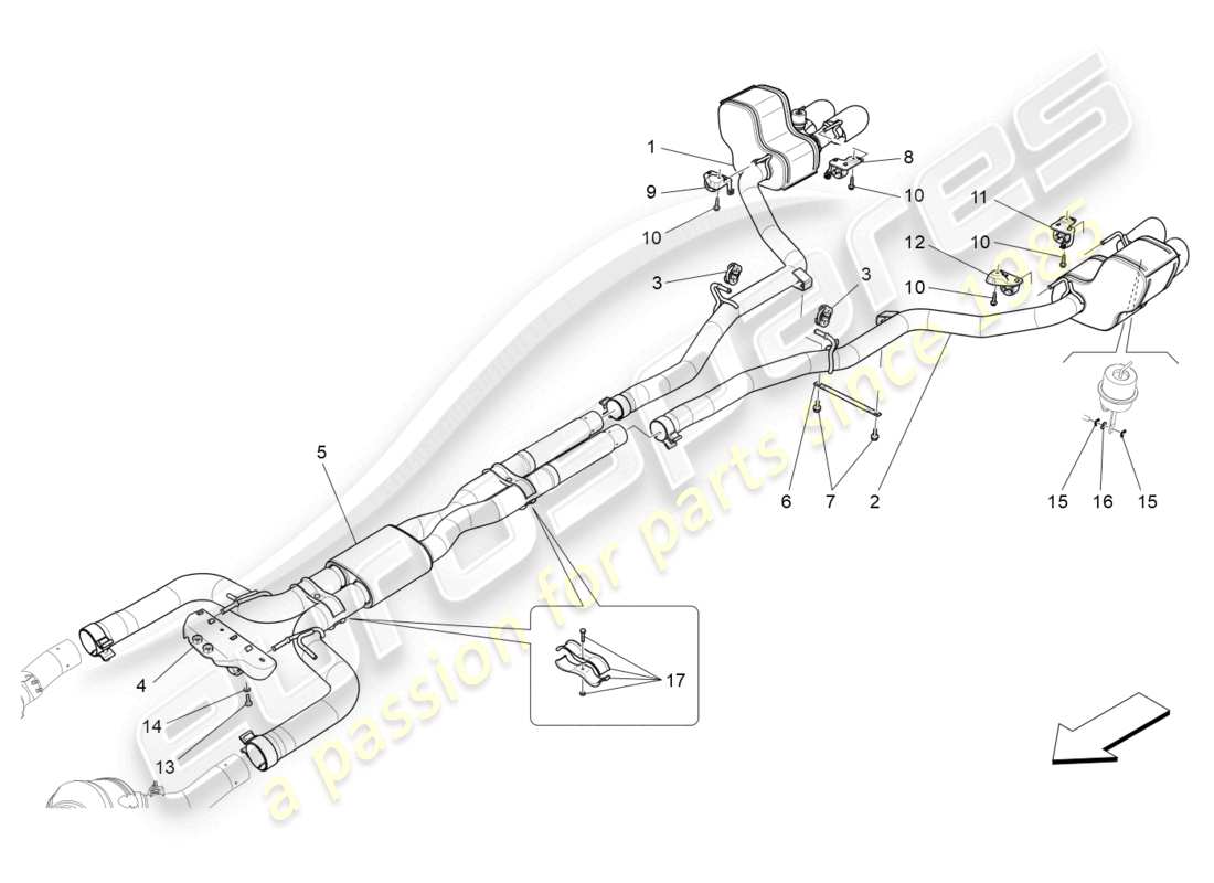 un diagramma delle parti dal catalogo delle parti maserati ghibli (2016)