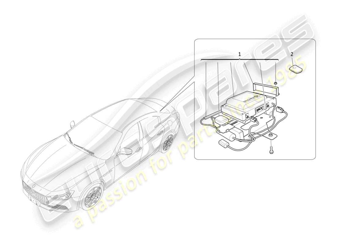 maserati ghibli (2014) diagramma delle parti del sistema di allarme e immobilizzatore