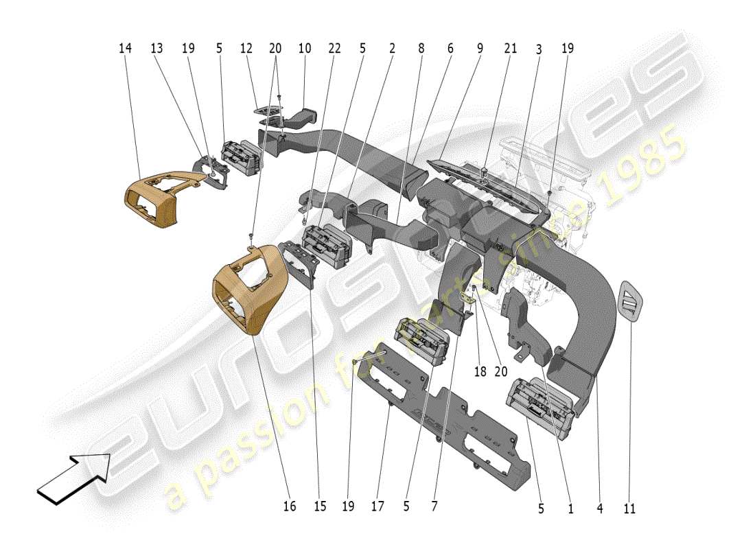 un diagramma delle parti dal catalogo delle parti maserati mc20 (2024)