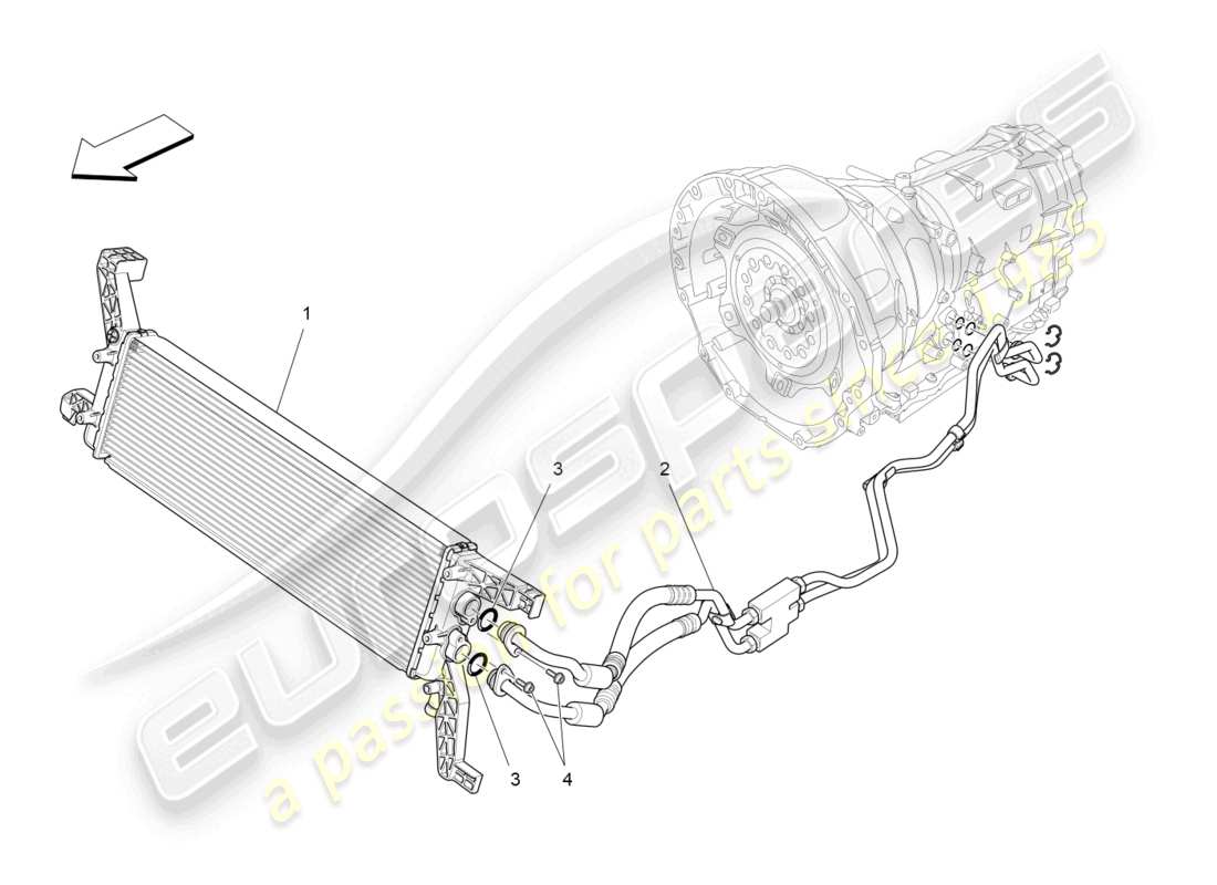 maserati ghibli (2014) diagramma delle parti di raffreddamento dell'olio del cambio e della lubrificazione